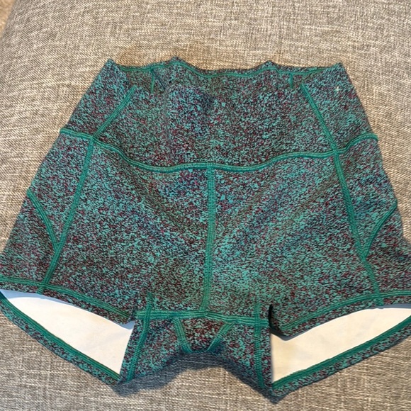 Women's Teal Patterned Shorts - Picture 1 of 7